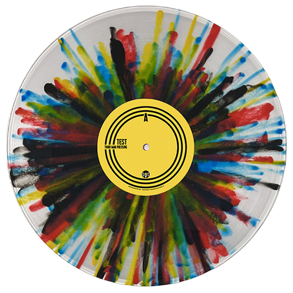 Reverse Splatter color vinyl on white background